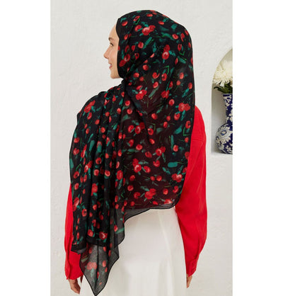 Modefa Shawl Black Rami Lightweight Hijab Shawl Cherry - Black