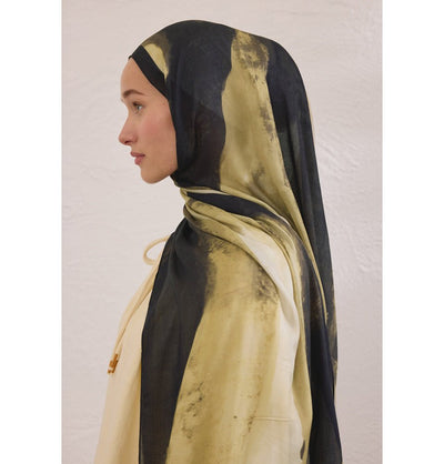 Modefa Shawl Black Rami Lightweight Hijab Shawl Color Waves - Black