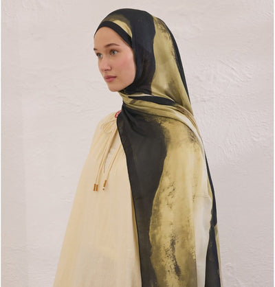 Modefa Shawl Black Rami Lightweight Hijab Shawl Color Waves - Black