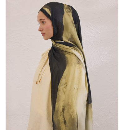 Modefa Shawl Black Rami Lightweight Hijab Shawl Color Waves - Black
