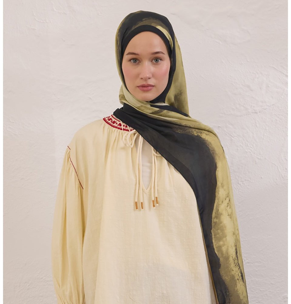 Modefa Shawl Black Rami Lightweight Hijab Shawl Color Waves - Black