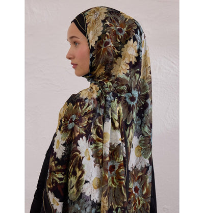 Modefa Shawl Black Rami Lightweight Hijab Shawl Jasmine Joy - Black