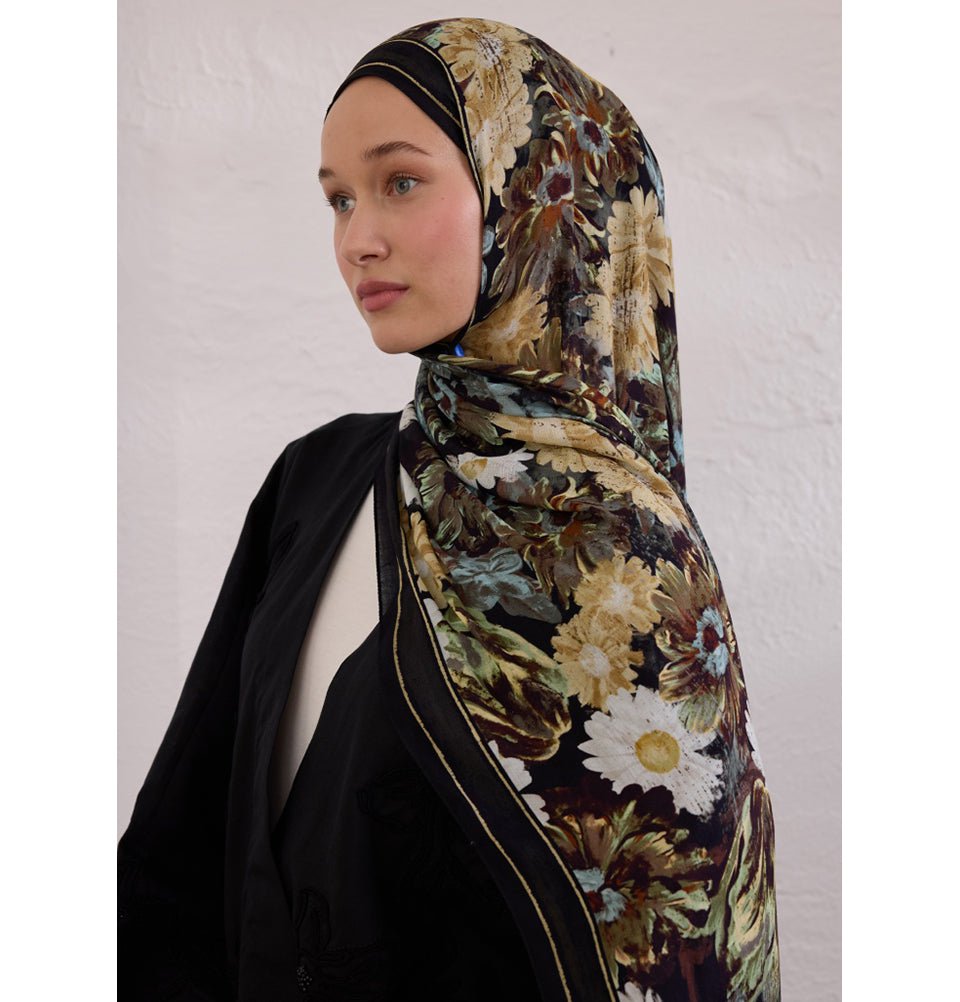 Modefa Shawl Black Rami Lightweight Hijab Shawl Jasmine Joy - Black
