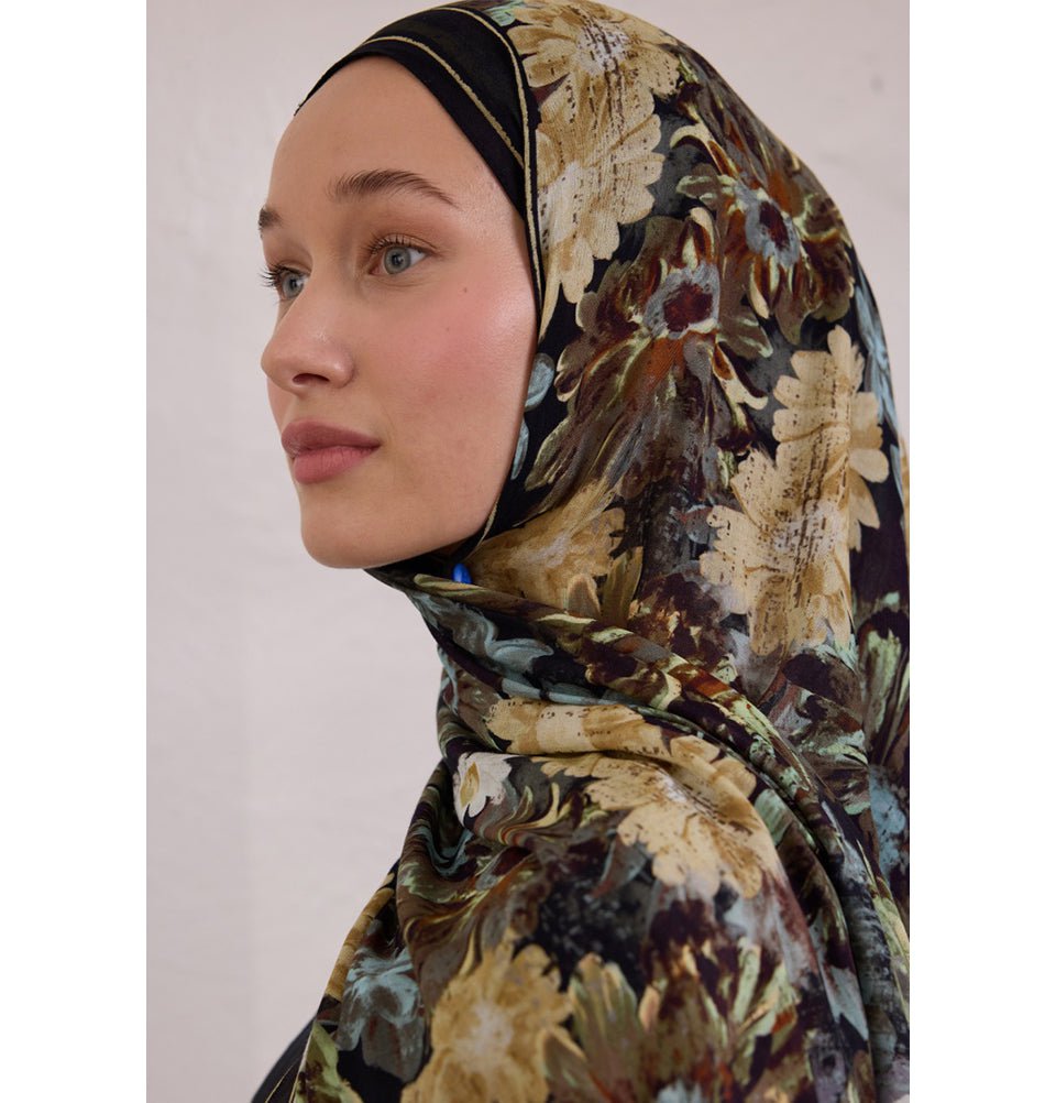 Modefa Shawl Black Rami Lightweight Hijab Shawl Jasmine Joy - Black