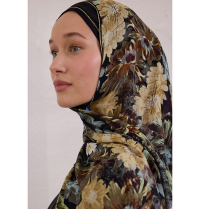 Modefa Shawl Black Rami Lightweight Hijab Shawl Jasmine Joy - Black
