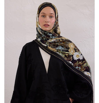 Modefa Shawl Black Rami Lightweight Hijab Shawl Jasmine Joy - Black