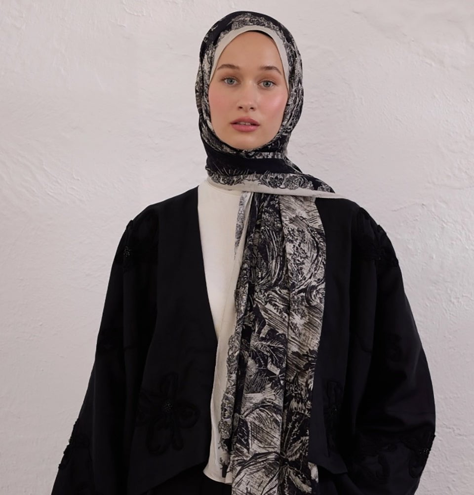 Modefa Shawl Black Rami Lightweight Hijab Shawl Secret Elegance - Black