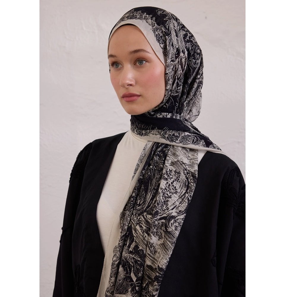 Modefa Shawl Black Rami Lightweight Hijab Shawl Secret Elegance - Black