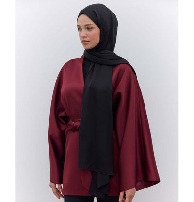 Modefa Shawl Black Satin Elegance Shawl Hijab - Black