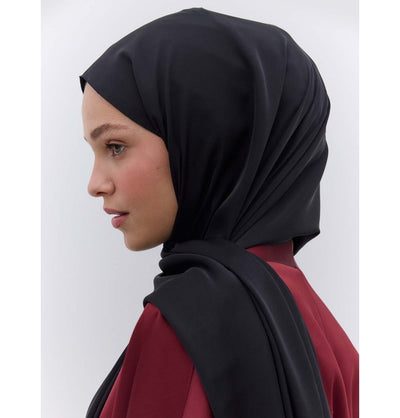 Modefa Shawl Black Satin Elegance Shawl Hijab - Black