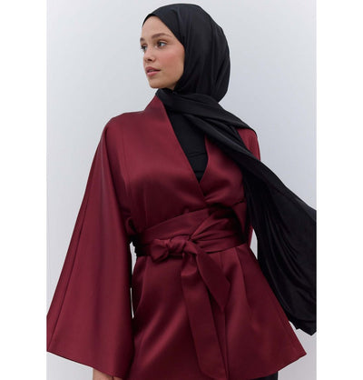 Modefa Shawl Black Satin Elegance Shawl Hijab - Black