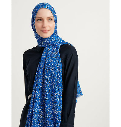Modefa Shawl Blue Ditsy Floral Crinkle Hijab Shawl - Blue