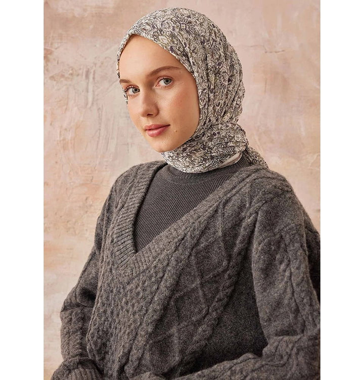 Paisley Crinkle Cotton Hijab Shawl - Blue