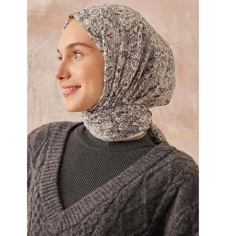 Paisley Crinkle Cotton Hijab Shawl - Blue