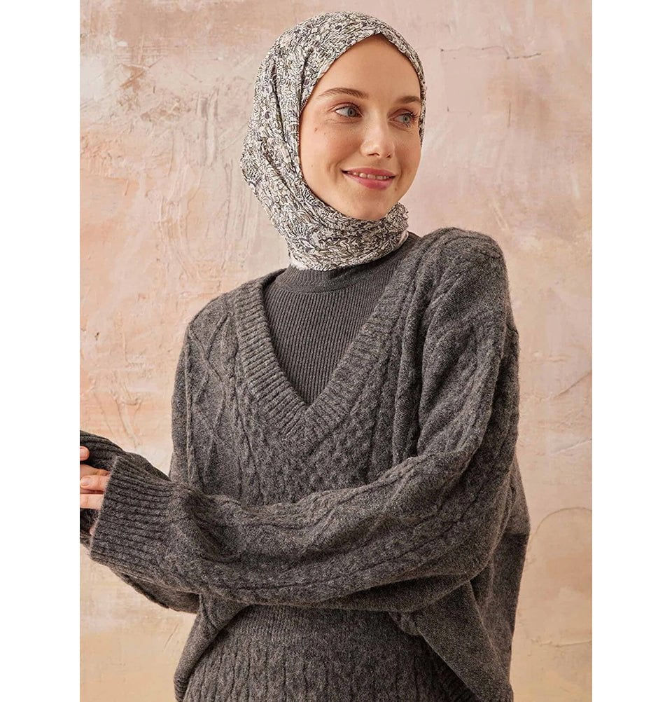 Paisley Crinkle Cotton Hijab Shawl - Blue