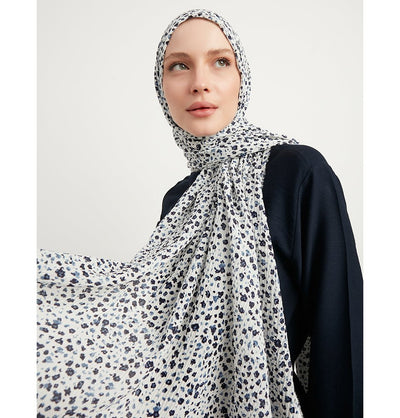 Modefa Shawl Bright White Ditsy Floral Crinkle Hijab Shawl - Bright White