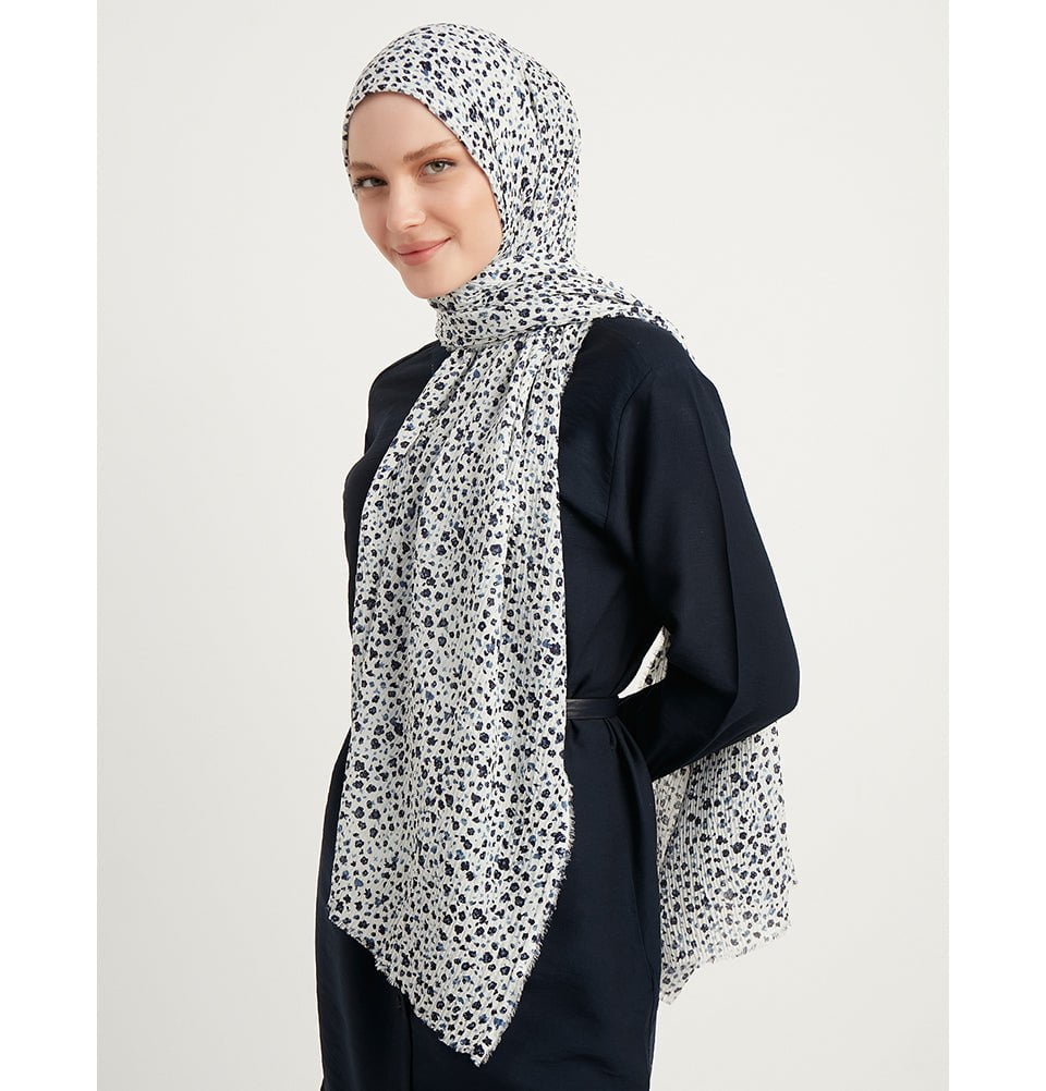 Modefa Shawl Bright White Ditsy Floral Crinkle Hijab Shawl - Bright White