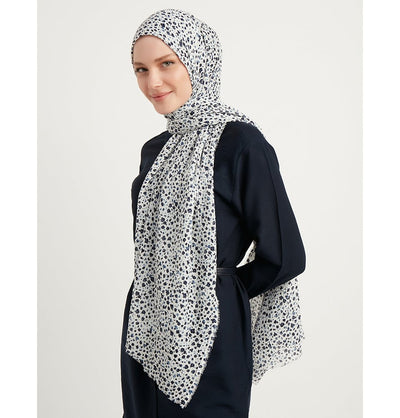 Modefa Shawl Bright White Ditsy Floral Crinkle Hijab Shawl - Bright White