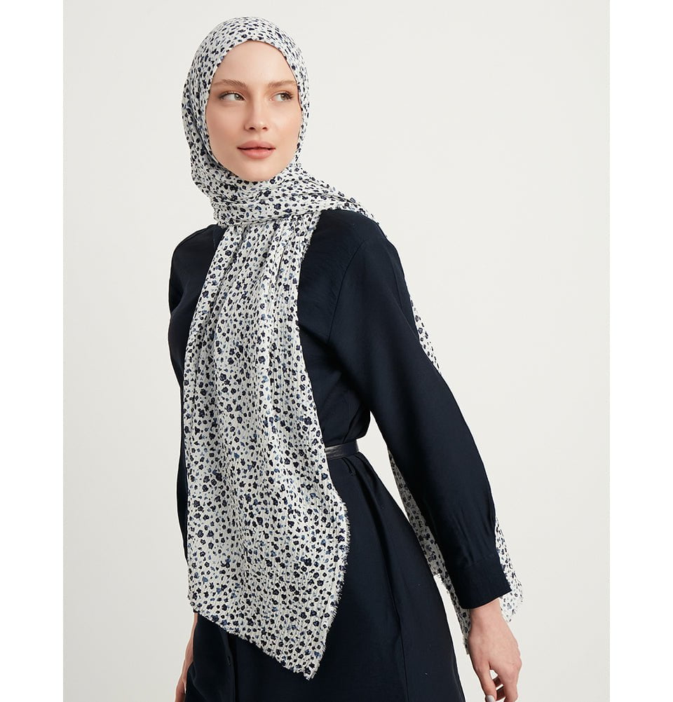 Modefa Shawl Bright White Ditsy Floral Crinkle Hijab Shawl - Bright White