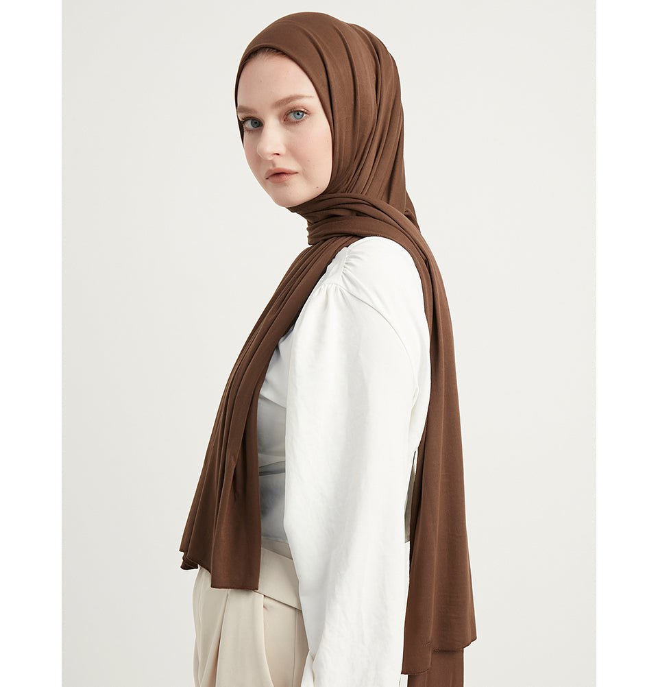 Modefa Shawl Brown Modefa Premium Jersey Hijab Shawl - Brown