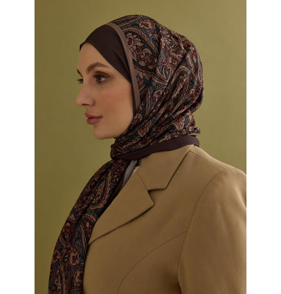 Modefa Shawl Brown Premium Viscose Hijab Shawl Ethnic Print - Brown