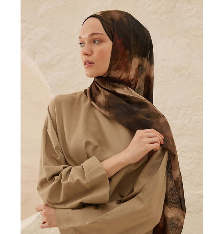 Rami Lightweight Hijab Shawl Batik - Brown