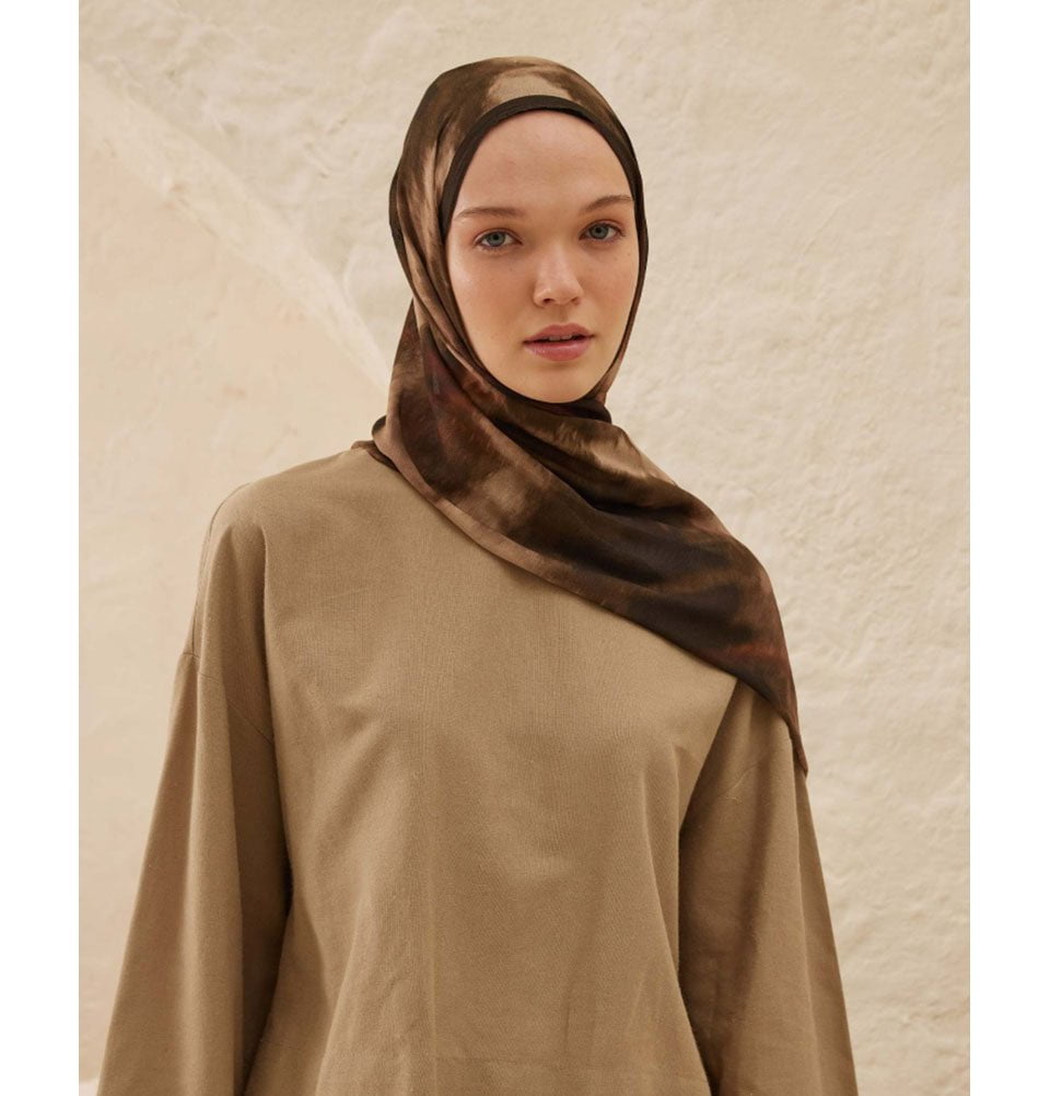 Rami Lightweight Hijab Shawl Batik - Brown