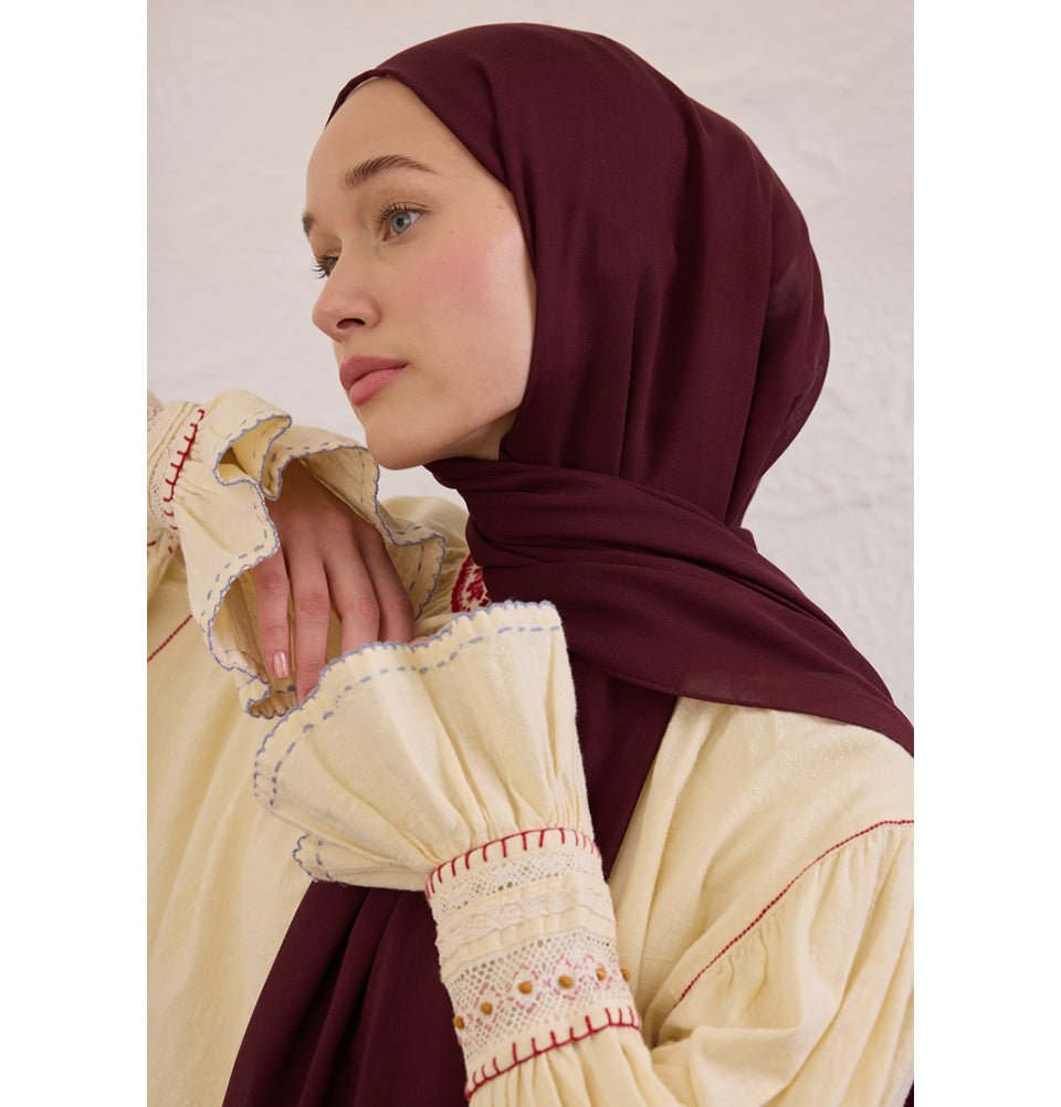 Modefa Shawl Burgundy Red Everyday Basic Soft Viscose Shawl Hijab - Burgundy Red