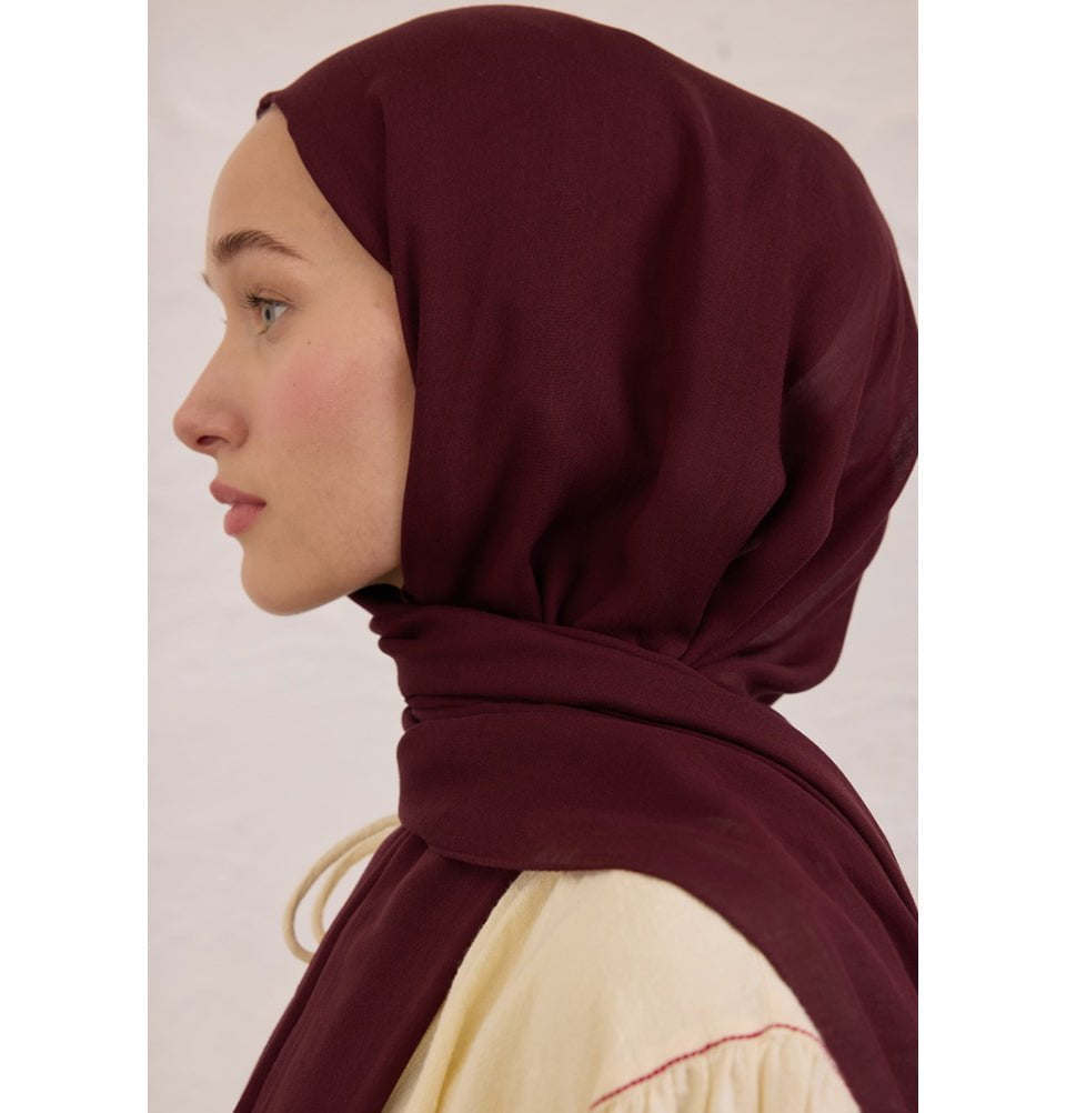Modefa Shawl Burgundy Red Everyday Basic Soft Viscose Shawl Hijab - Burgundy Red