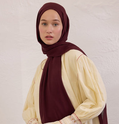 Modefa Shawl Burgundy Red Everyday Basic Soft Viscose Shawl Hijab - Burgundy Red