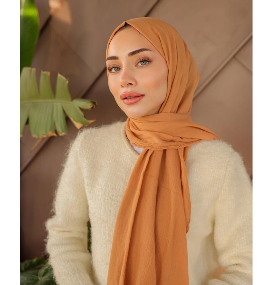 Modefa Shawl Cantaloupe Orange Premium Knit Cotton Hijab Shawl - Cantaloupe Orange