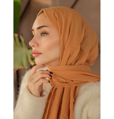 Modefa Shawl Cantaloupe Orange Premium Knit Cotton Hijab Shawl - Cantaloupe Orange