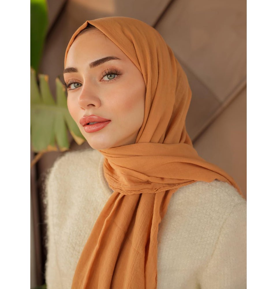 Modefa Shawl Cantaloupe Orange Premium Knit Cotton Hijab Shawl - Cantaloupe Orange