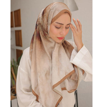 Modefa Shawl Caramel Brown Dreamy Color Cotton Blend Patterned Shawl Hijab - Caramel Brown