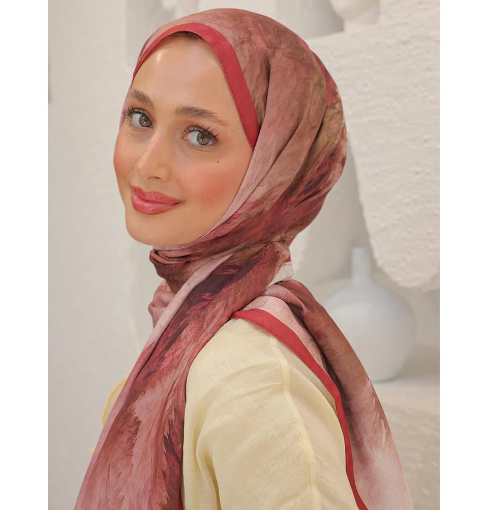 Modefa Shawl Carmen Red Dreamy Color Cotton Blend Patterned Shawl Hijab - Carmen Red