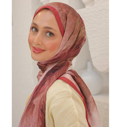 Modefa Shawl Carmen Red Dreamy Color Cotton Blend Patterned Shawl Hijab - Carmen Red