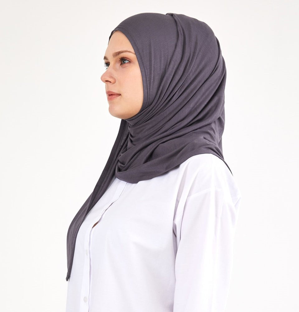 Modefa Shawl Charcoal Grey Soft Jersey Shawl Hijab - Charcoal Grey
