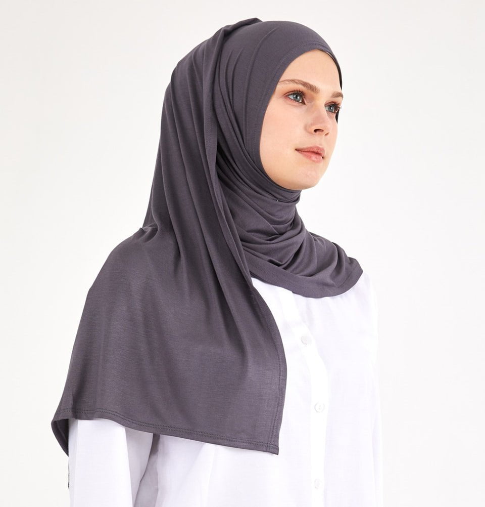 Modefa Shawl Charcoal Grey Soft Jersey Shawl Hijab - Charcoal Grey