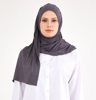 Modefa Shawl Charcoal Grey Soft Jersey Shawl Hijab - Charcoal Grey