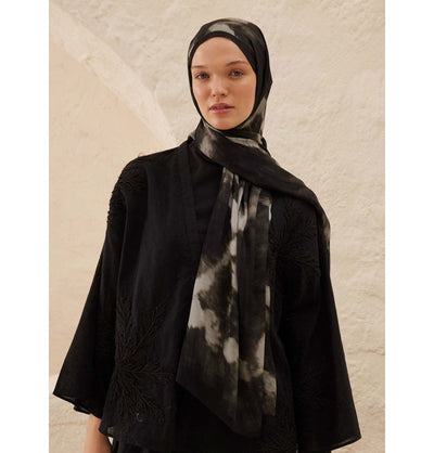 Modefa Shawl Charcoal Rami Lightweight Hijab Shawl Batik - Charcoal