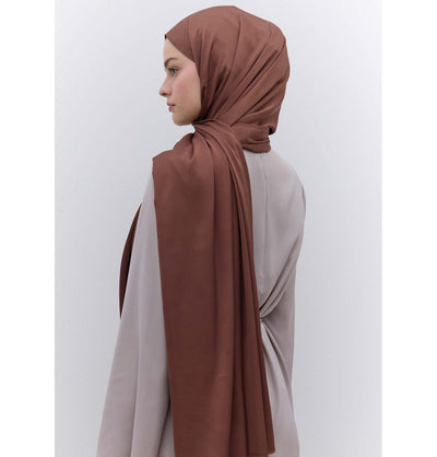 Modefa Shawl Coffee Brown Satin Elegance Shawl Hijab - Coffee Brown