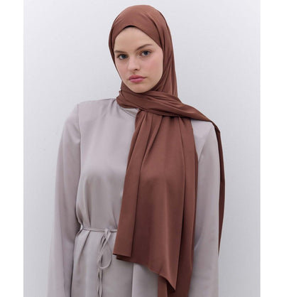 Modefa Shawl Coffee Brown Satin Elegance Shawl Hijab - Coffee Brown
