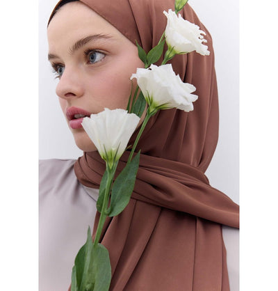Modefa Shawl Coffee Brown Satin Elegance Shawl Hijab - Coffee Brown
