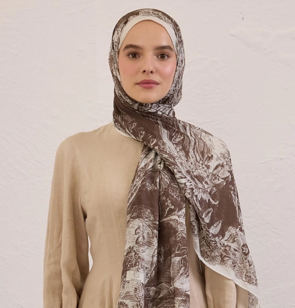 Modefa Shawl Coffee Rami Lightweight Hijab Shawl Secret Elegance - Coffee