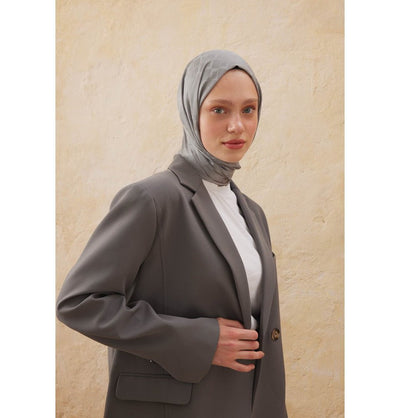 Modefa Shawl Dark Gray Diamond Jacquard Satin Hijab Shawl - Dark Gray