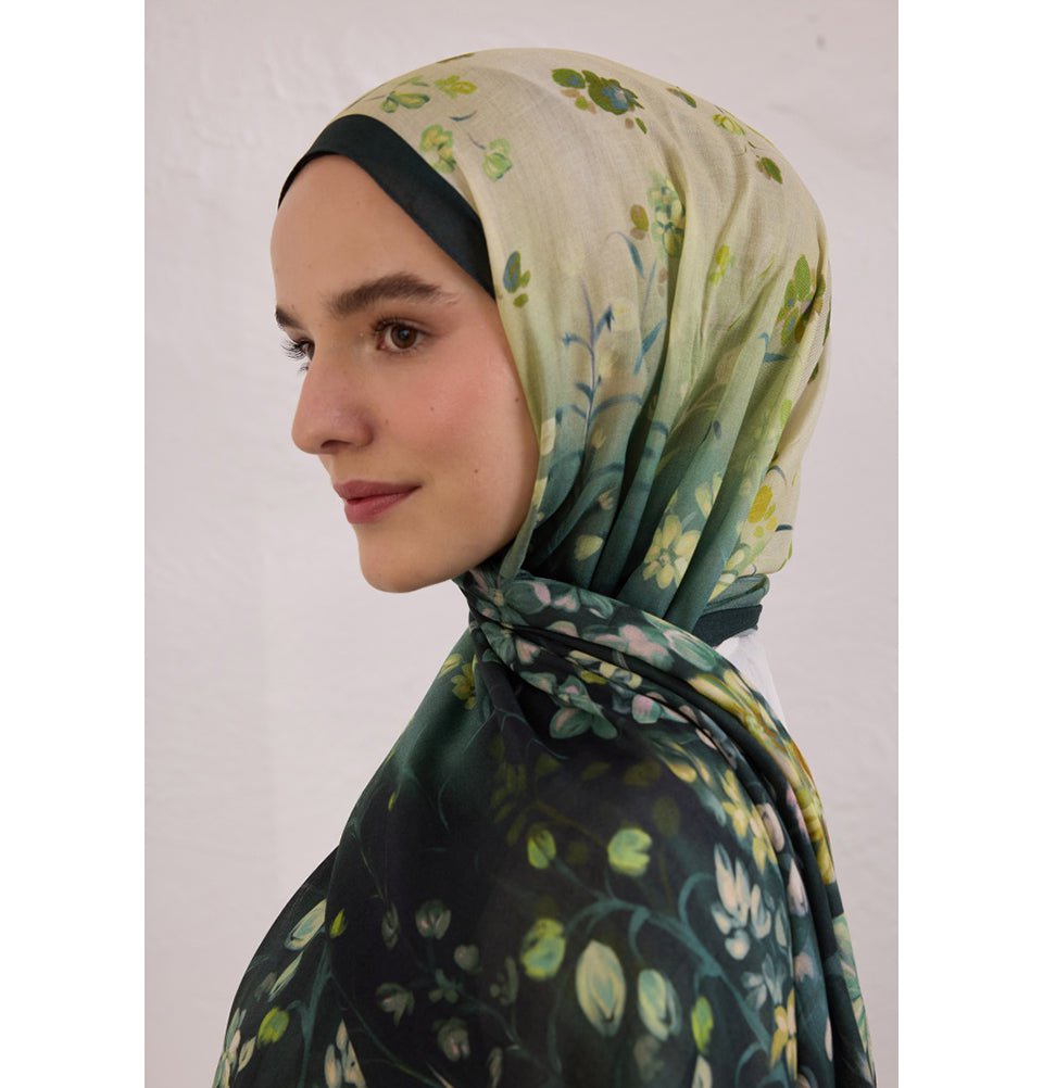 Modefa Shawl Dark Green Rami Lightweight Hijab Shawl Wisteria - Dark Green
