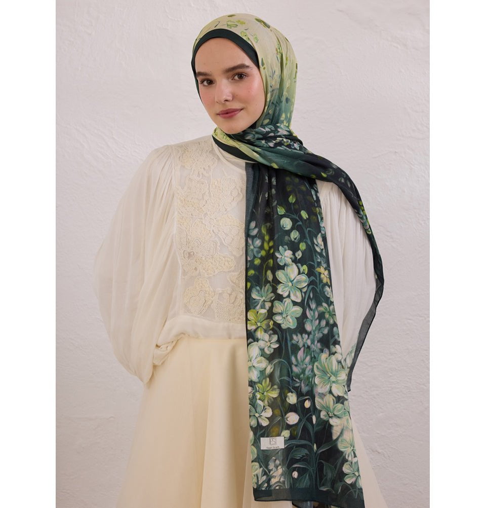 Modefa Shawl Dark Green Rami Lightweight Hijab Shawl Wisteria - Dark Green