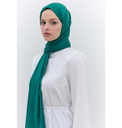 Modefa Shawl Dark Green Satin Elegance Shawl Hijab - Dark Green