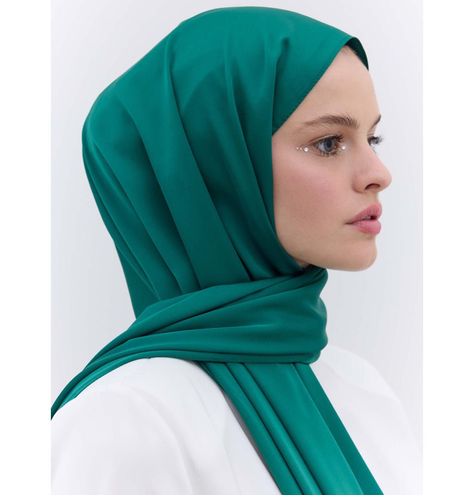 Modefa Shawl Dark Green Satin Elegance Shawl Hijab - Dark Green