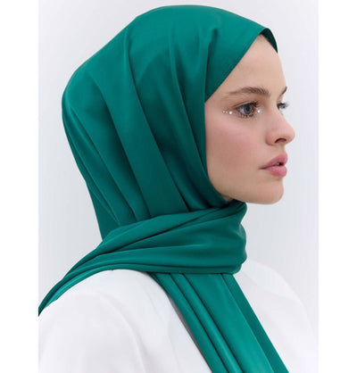 Modefa Shawl Dark Green Satin Elegance Shawl Hijab - Dark Green